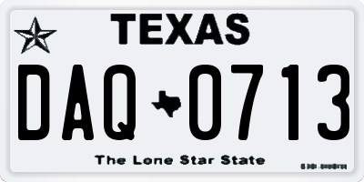 TX license plate DAQ0713