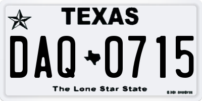 TX license plate DAQ0715