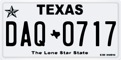 TX license plate DAQ0717