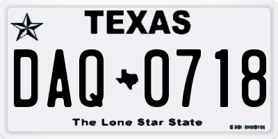 TX license plate DAQ0718
