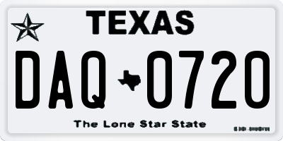 TX license plate DAQ0720