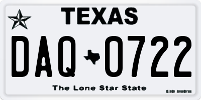 TX license plate DAQ0722