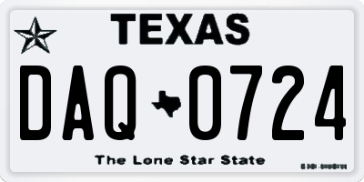 TX license plate DAQ0724