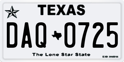 TX license plate DAQ0725