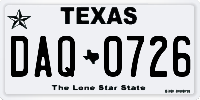 TX license plate DAQ0726