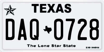 TX license plate DAQ0728