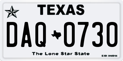 TX license plate DAQ0730