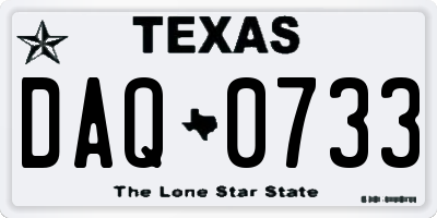 TX license plate DAQ0733