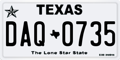 TX license plate DAQ0735