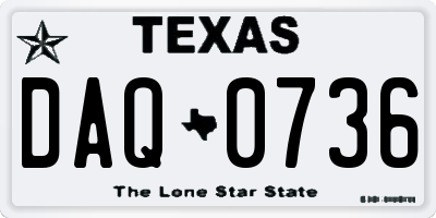 TX license plate DAQ0736