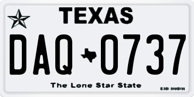 TX license plate DAQ0737