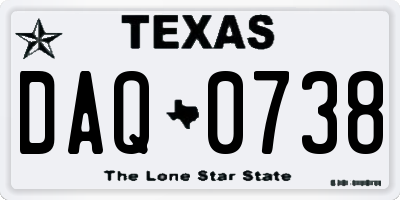 TX license plate DAQ0738