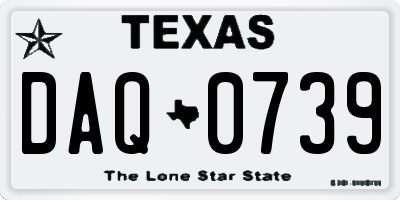 TX license plate DAQ0739