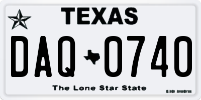 TX license plate DAQ0740