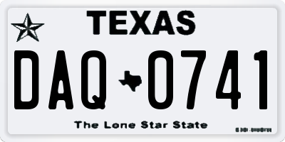 TX license plate DAQ0741