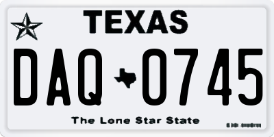 TX license plate DAQ0745