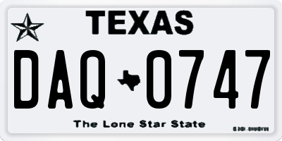 TX license plate DAQ0747