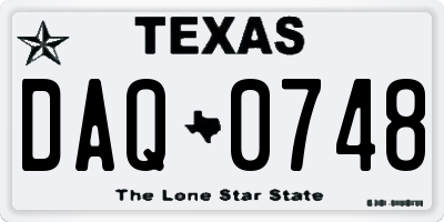 TX license plate DAQ0748