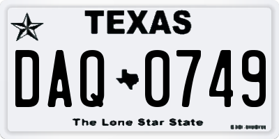 TX license plate DAQ0749
