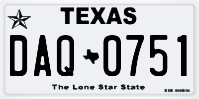 TX license plate DAQ0751