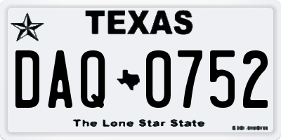 TX license plate DAQ0752