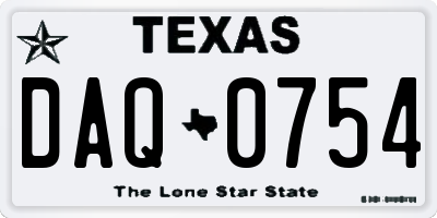 TX license plate DAQ0754