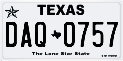 TX license plate DAQ0757