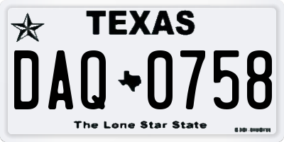TX license plate DAQ0758