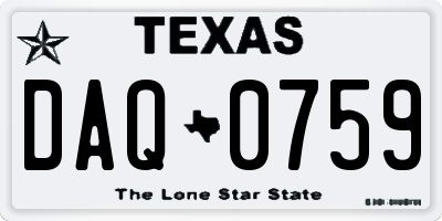 TX license plate DAQ0759