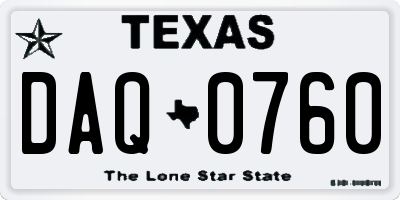 TX license plate DAQ0760