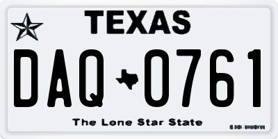 TX license plate DAQ0761
