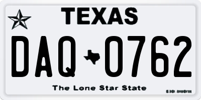 TX license plate DAQ0762