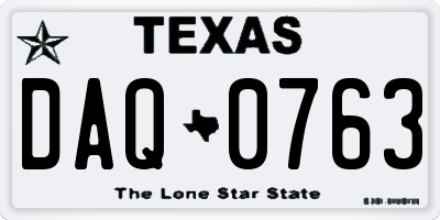 TX license plate DAQ0763