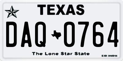 TX license plate DAQ0764