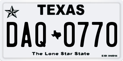 TX license plate DAQ0770