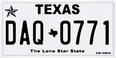 TX license plate DAQ0771