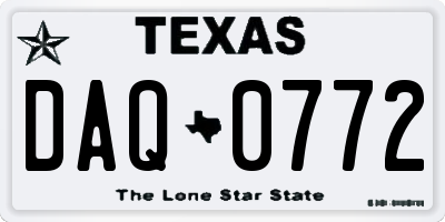 TX license plate DAQ0772