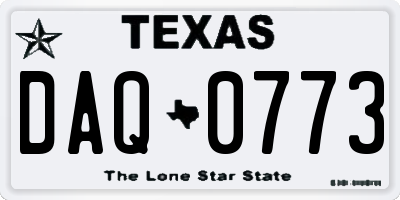 TX license plate DAQ0773
