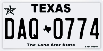 TX license plate DAQ0774