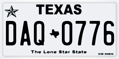 TX license plate DAQ0776