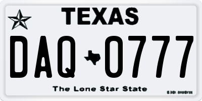 TX license plate DAQ0777