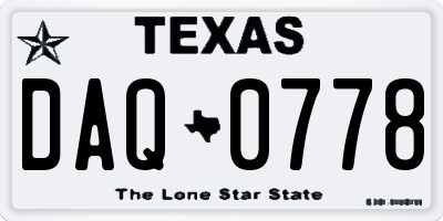 TX license plate DAQ0778
