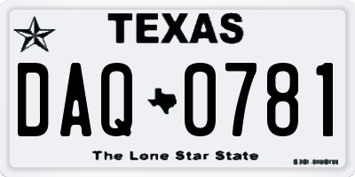 TX license plate DAQ0781