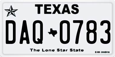 TX license plate DAQ0783
