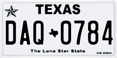 TX license plate DAQ0784