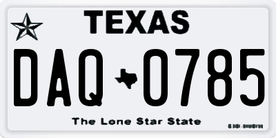 TX license plate DAQ0785