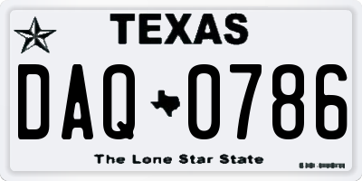 TX license plate DAQ0786