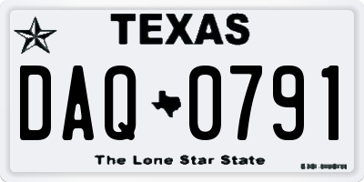 TX license plate DAQ0791