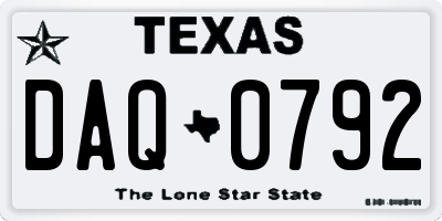 TX license plate DAQ0792