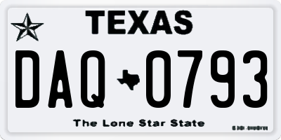 TX license plate DAQ0793